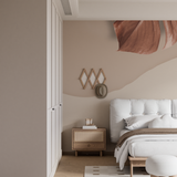 Abstract Mural Wallpaper | Organic Curves with Terracotta Leaf