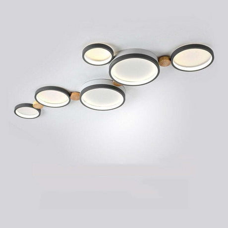 Modern LED Ceiling Light  Gray Metal Triple Ring Design - Product example