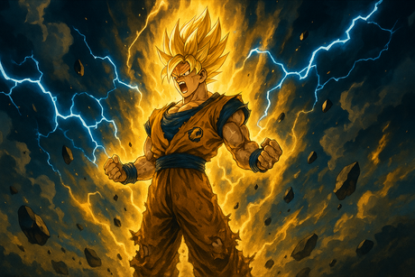 Dragon Ball Z Mural Wallpaper  Super Saiyan Power Unleashed - Wallpaper application example