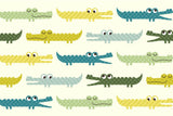 Crocodile Mural Wallpaper | Playful Geometric Pattern in Pastel Colors