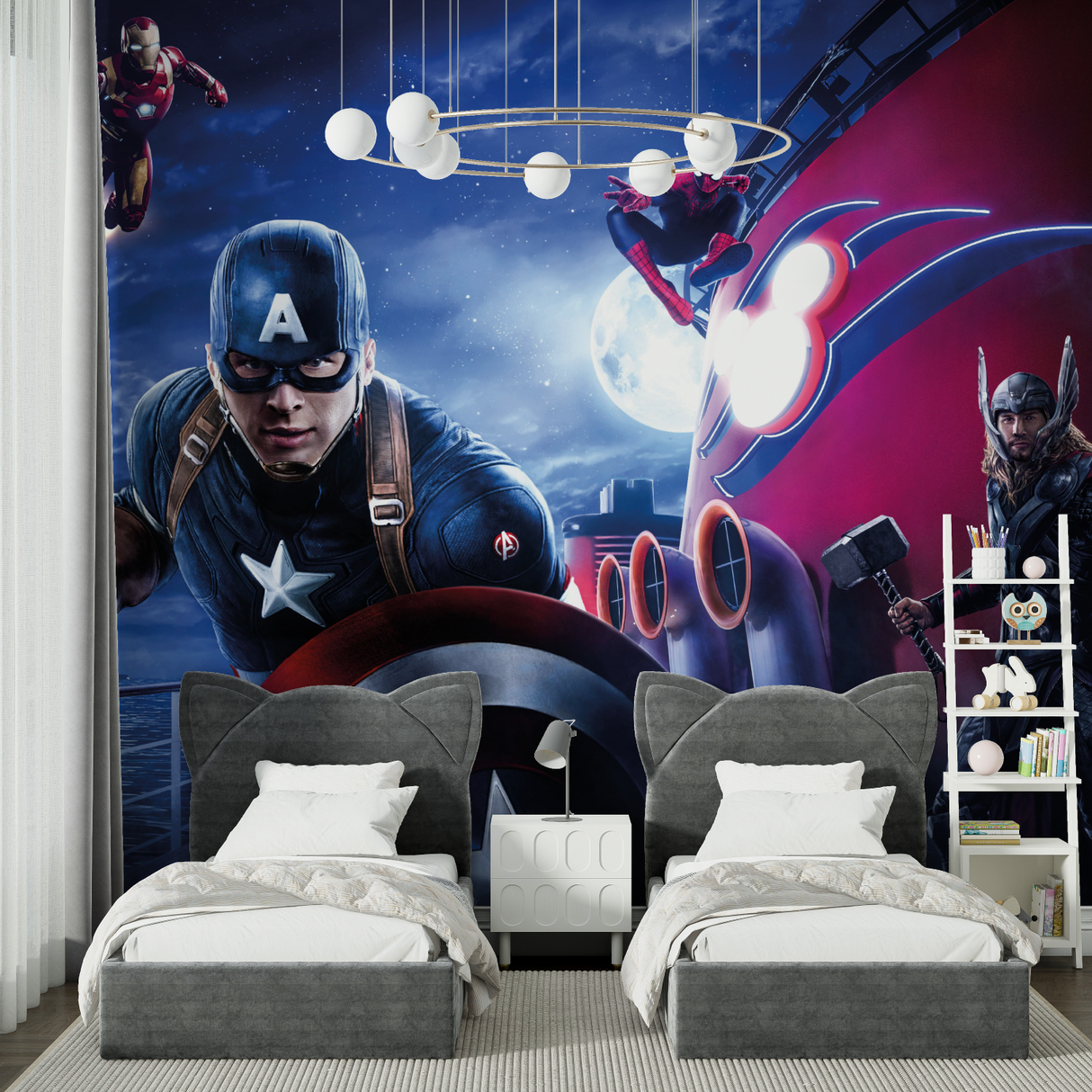 Superhero Mural Wallpaper | Marvel Avengers Night Scene