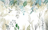 Botanical Mural Wallpaper | Watercolor Birds and Foliage