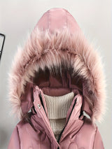 Girls Winter Puffer Coat  Quilted Heart Design With Fur Hood - Product detail 7