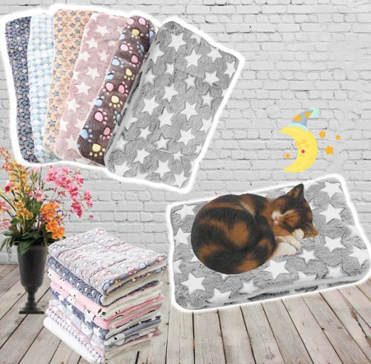 Pet Comfort Blanket  Soft Flannel Star Pattern Design - Product showcase