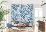 Floral Mural Wallpaper | Blue Toile de Jouy Pattern