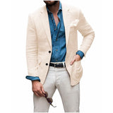 Linen Summer Blazer  Classic Ivory Two-Button Design - Product detail 8