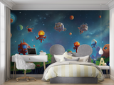 Space Mural Wallpaper | Retro Pixel Art Galaxy Adventure