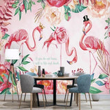 Flamingo Mural Wallpaper | Pink Floral Fantasy with Crowns