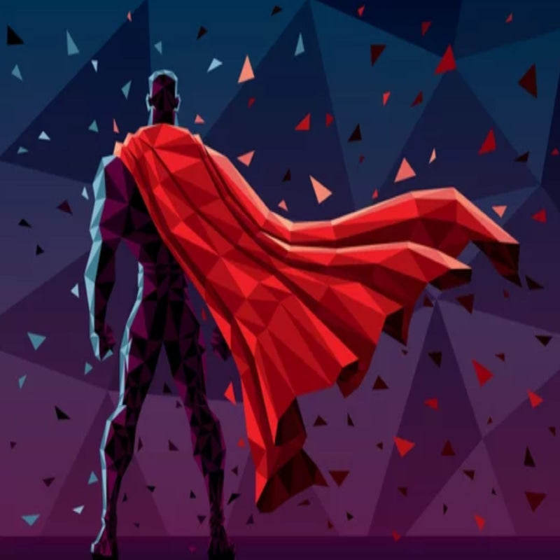 Superhero Mural Wallpaper | Geometric Red Cape Design