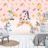 Unicorn Mural Wallpaper | Playful Pink Fantasy with Rainbows