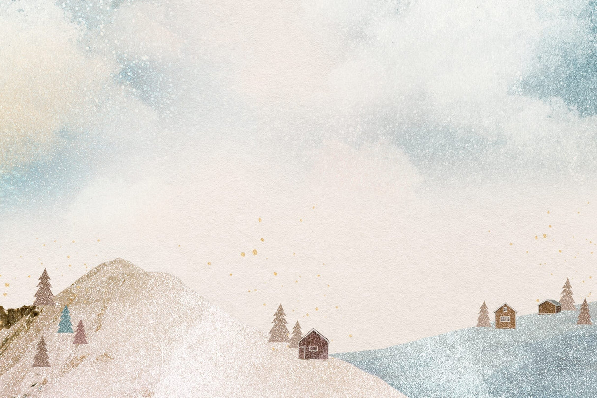 Watercolor Mural Wallpaper | Scandinavian Winter Landscape