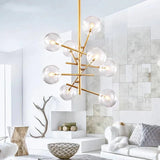 Modern Glass Chandelier  Brass Frame With Globe Shades - Product detail 5