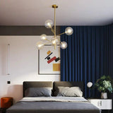 Modern Glass Chandelier  Brass Frame With Globe Shades - Product detail 4