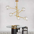 Modern Glass Chandelier  Brass Frame With Globe Shades - Product detail 9