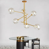 Modern Glass Chandelier  Brass Frame With Globe Shades - Product detail 9