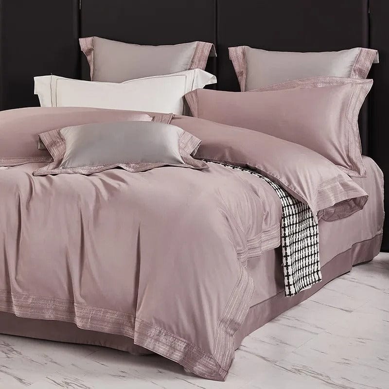 Egyptian Cotton Duvet Set  Luxurious Blush Pink With Lace Trim - Product detail 4