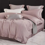 Egyptian Cotton Duvet Set  Luxurious Blush Pink With Lace Trim - Product detail 4