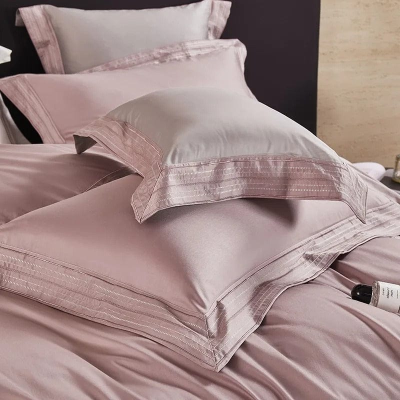 Egyptian Cotton Duvet Set  Luxurious Blush Pink With Lace Trim - Product detail 5