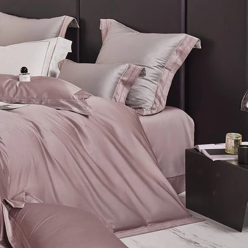 Egyptian Cotton Duvet Set  Luxurious Blush Pink With Lace Trim - Product detail 6