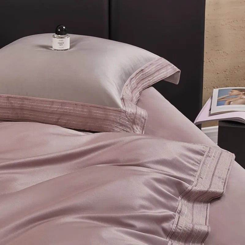 Egyptian Cotton Duvet Set  Luxurious Blush Pink With Lace Trim - Product detail 9