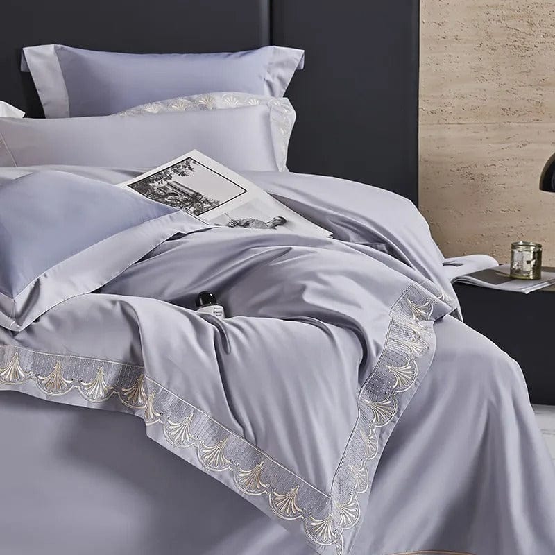 Egyptian Cotton Duvet Set  Lace Trim Grey Bedding - Product detail 7