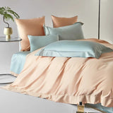 Egyptian Cotton Duvet Cover  Peach Blue Color Block Design - Product detail 7