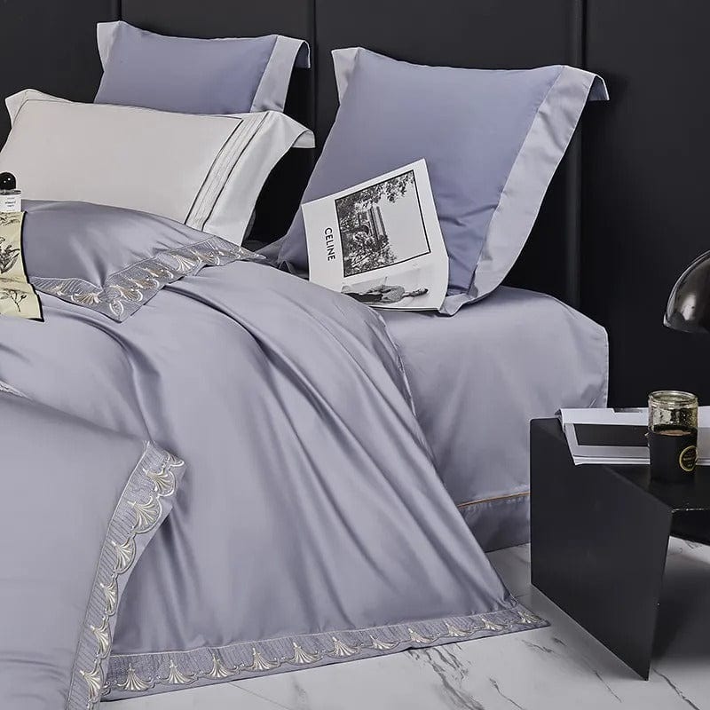 Egyptian Cotton Duvet Set  Lace Trim Grey Bedding - Product example