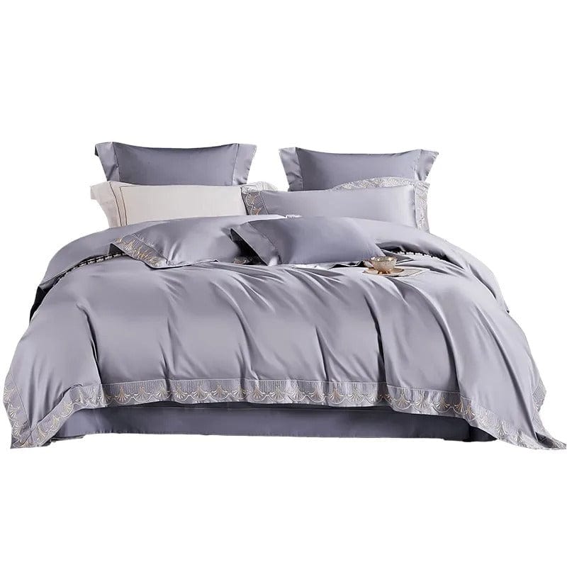 Egyptian Cotton Duvet Set  Lace Trim Grey Bedding - Product detail 11