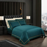 Egyptian Cotton Duvet Set  Emerald Green Striped Pattern - Detailed view