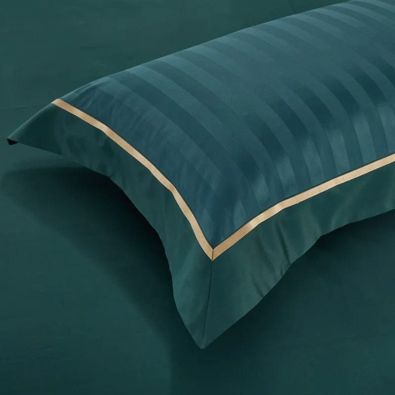 Egyptian Cotton Duvet Set  Emerald Green Striped Pattern - Product example