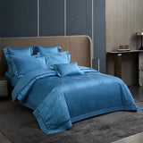 Egyptian Cotton Bedding Set  Jacquard Blue Luxury Duvet Set - Detailed view