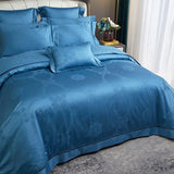 Egyptian Cotton Bedding Set  Jacquard Blue Luxury Duvet Set - Product example