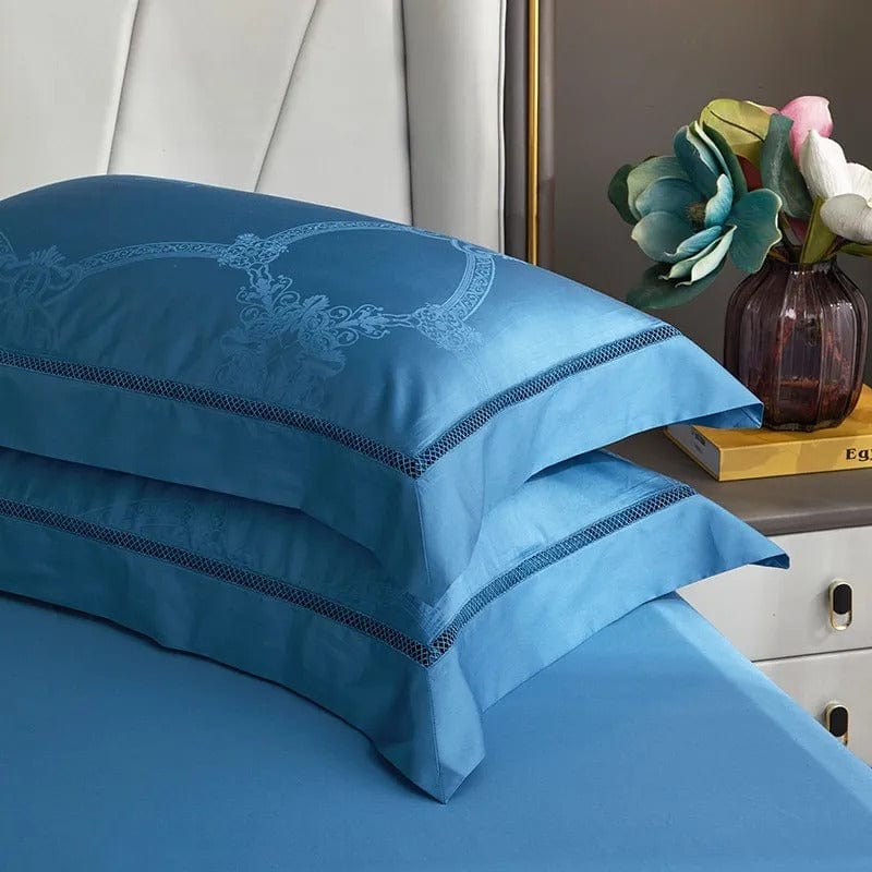 Egyptian Cotton Bedding Set  Jacquard Blue Luxury Duvet Set - Product detail 5