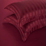 Luxury Egyptian Cotton Duvet Set  Deep Wine Striped Pattern - Product example
