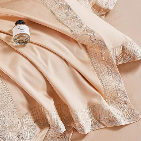 Egyptian Cotton Duvet Set  Peach Lace Trim Design - Product detail 9