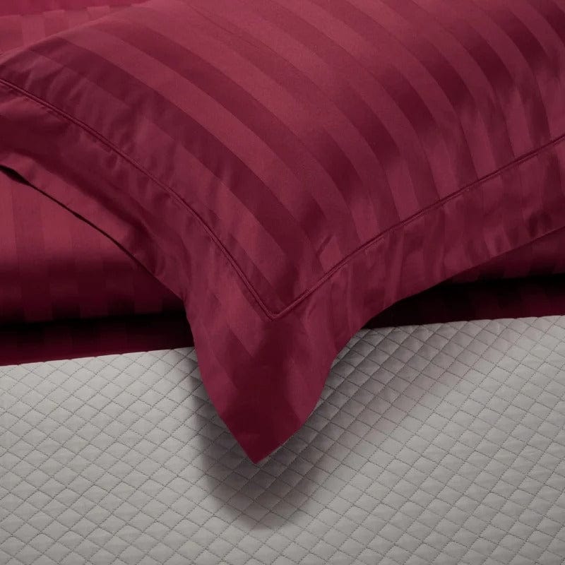 Luxury Egyptian Cotton Duvet Set  Deep Wine Striped Pattern - Product detail 4