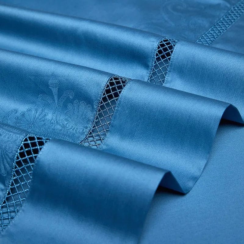 Egyptian Cotton Bedding Set  Jacquard Blue Luxury Duvet Set - Product detail 9