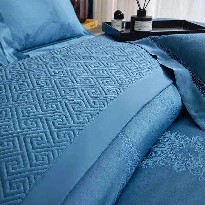 Egyptian Cotton Bedding Set  Jacquard Blue Luxury Duvet Set - Product detail 8