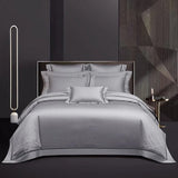 Luxury Egyptian Cotton Bedding  Silver Quilted Duvet Set - Product showcase