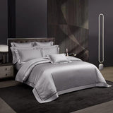 Luxury Egyptian Cotton Bedding  Silver Quilted Duvet Set - Detailed view