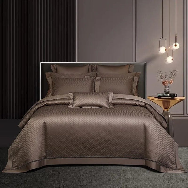 Egyptian Cotton Duvet Set  Chevron Jacquard Pattern - Product showcase