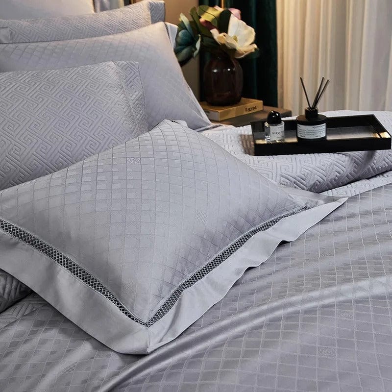 Luxury Egyptian Cotton Bedding  Silver Quilted Duvet Set - Product detail 5