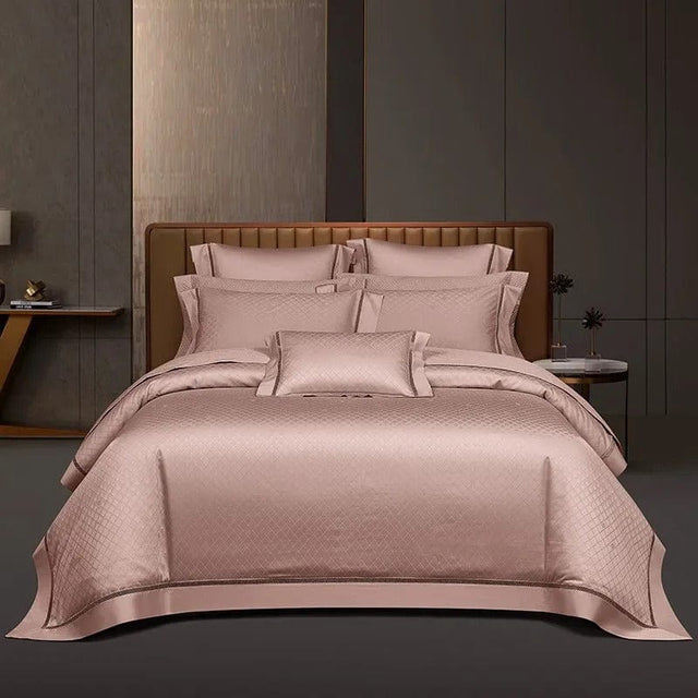 Luxury Egyptian Cotton Bedding  Quilted Blush Pink Design - Product showcase