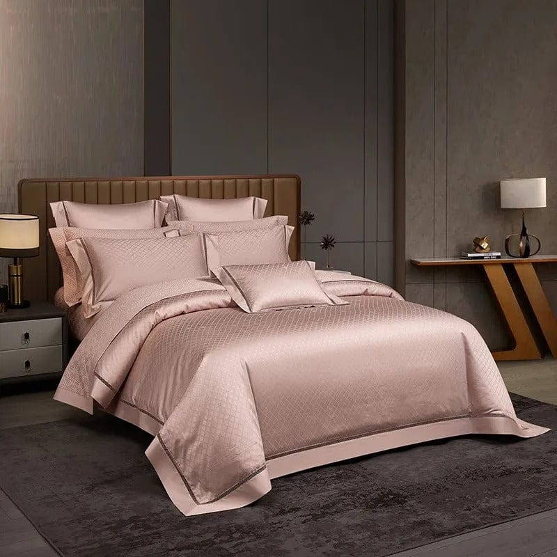 Luxury Egyptian Cotton Bedding  Quilted Blush Pink Design - Detailed view