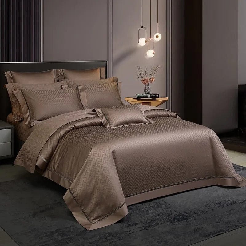 Egyptian Cotton Duvet Set  Chevron Jacquard Pattern - Detailed view