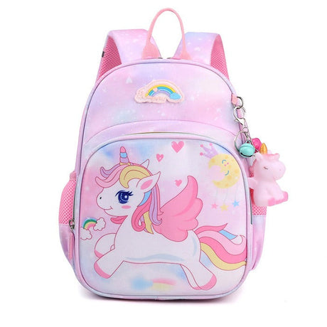 Kids Unicorn Backpack  Pastel Rainbow Design With Charm - Product showcase