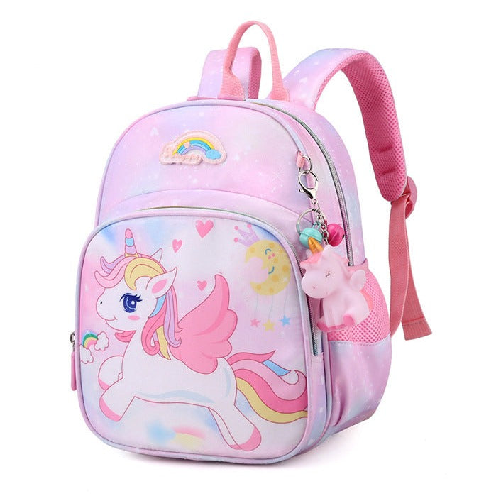 Kids Unicorn Backpack  Pastel Rainbow Design With Charm - Detailed view