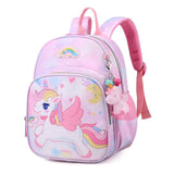 Kids Unicorn Backpack  Pastel Rainbow Design With Charm - Detailed view