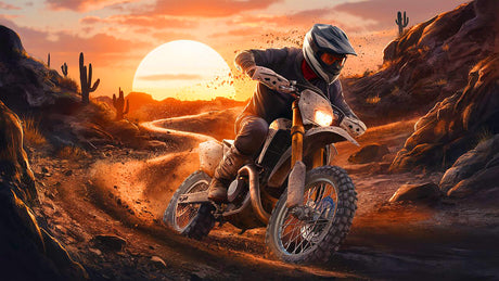 Desert Motocross design file showing full pattern with sunset backdrop and action scene