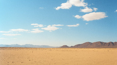 Desert wallpaper design file showing detailed arid landscape and crystal clear blue sky pattern